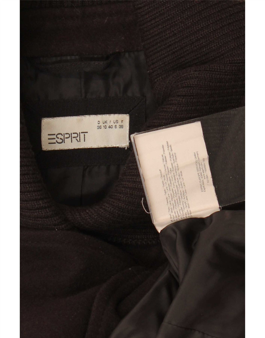 Esprit Caban Femme UK 10 Petite Laine Marron