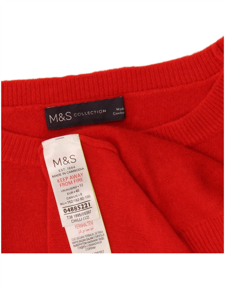 Marks & Spencer Pull court à col rond pour femme Rouge moyen UK 12