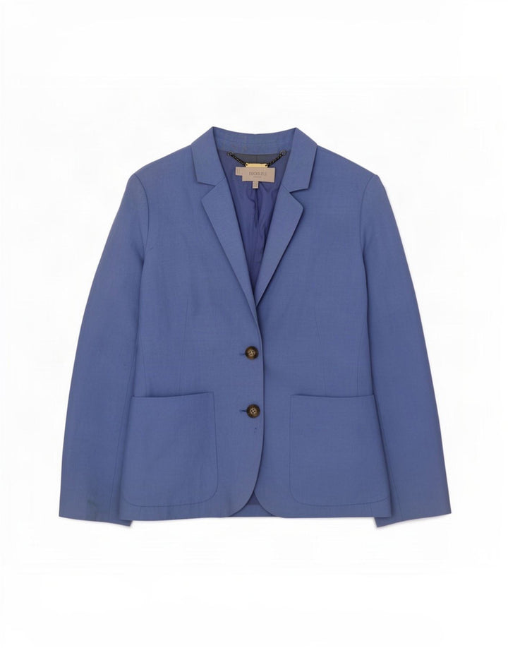 Hobbs Veste Blazer 2 Boutons Femme UK 12 Lin Bleu Moyen