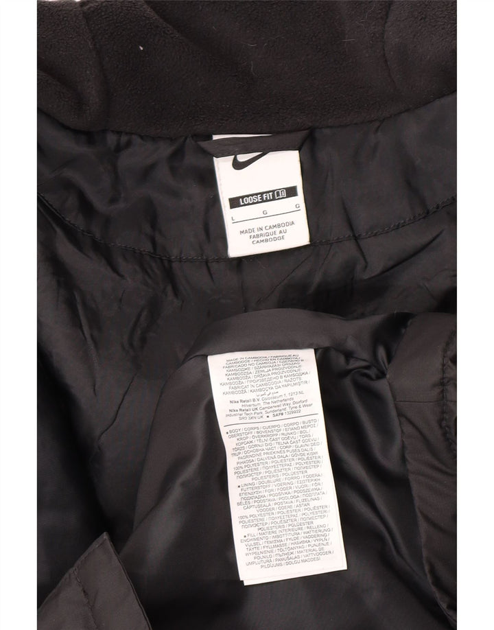 Nike Manteau rembourré à capuche graphique pour homme UK 40 Large Noir Polyester