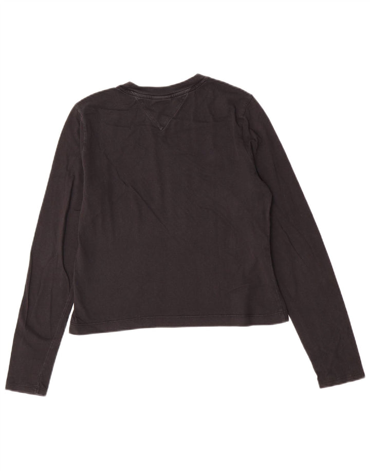 Tommy Hilfiger Haut court graphique à manches longues pour femme UK 12 Noir moyen