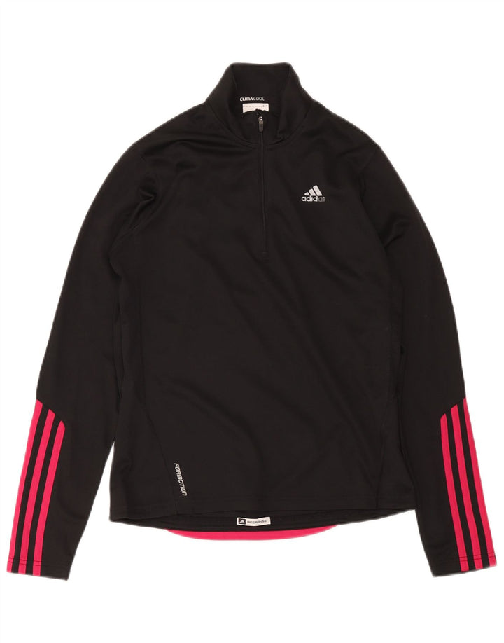 Adidas Climacool Zip Neck Pull Survêtement Top UK 10 Petit Noir