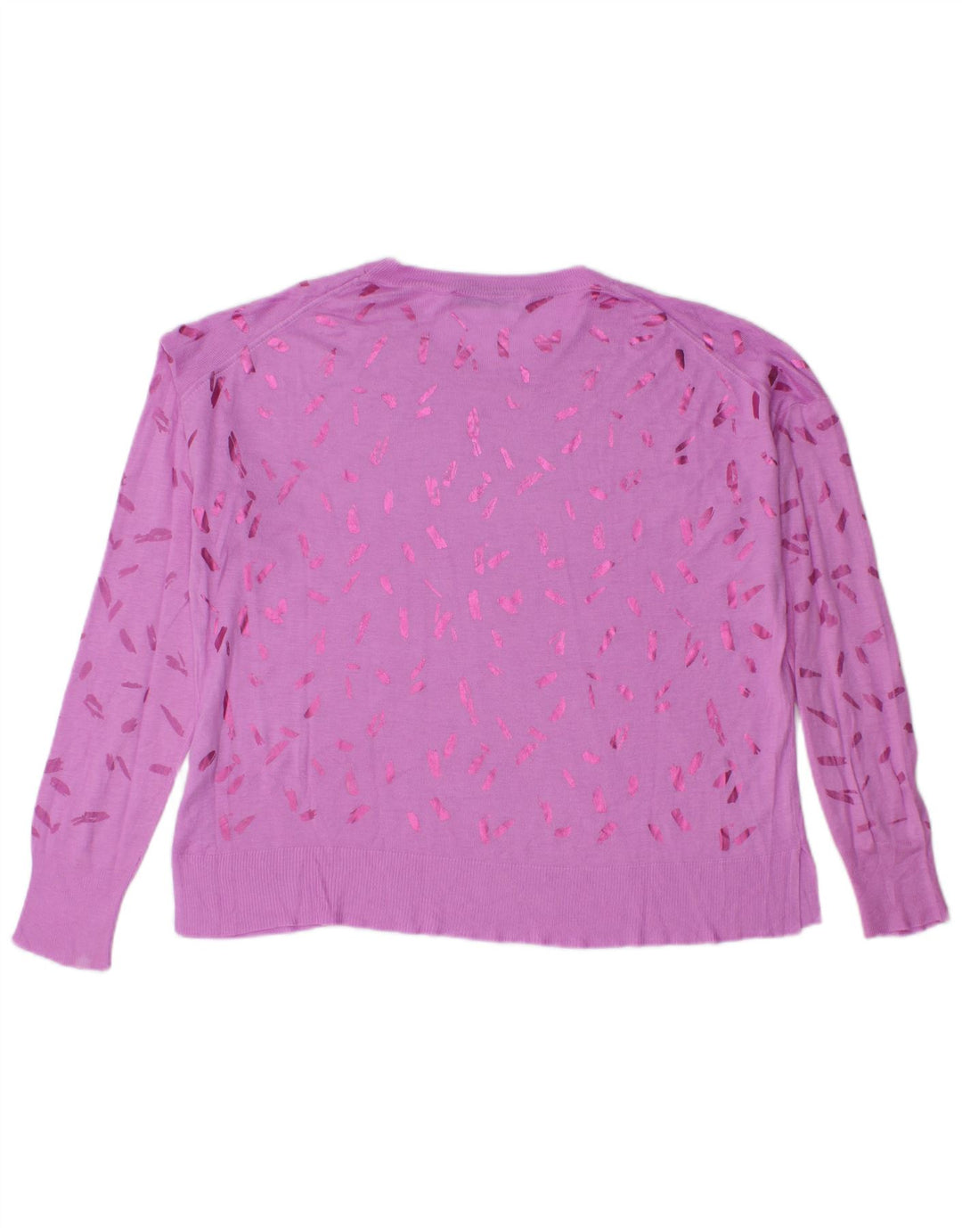 Zara Pull à col rond à motif abstrait pour femme UK 14 Rose moyen