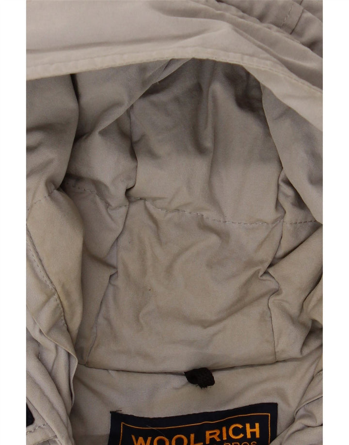 Woolrich Manteau rembourré à capuche pour femme UK 44 Gris moyen Coton