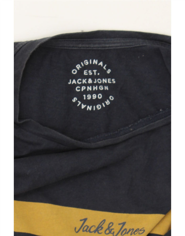JACK & JONES Mens Graphic T-Shirt Top Medium Navy Blue Cotton Vintage Jack & Jones and Second-Hand Jack & Jones from Messina Hembry 