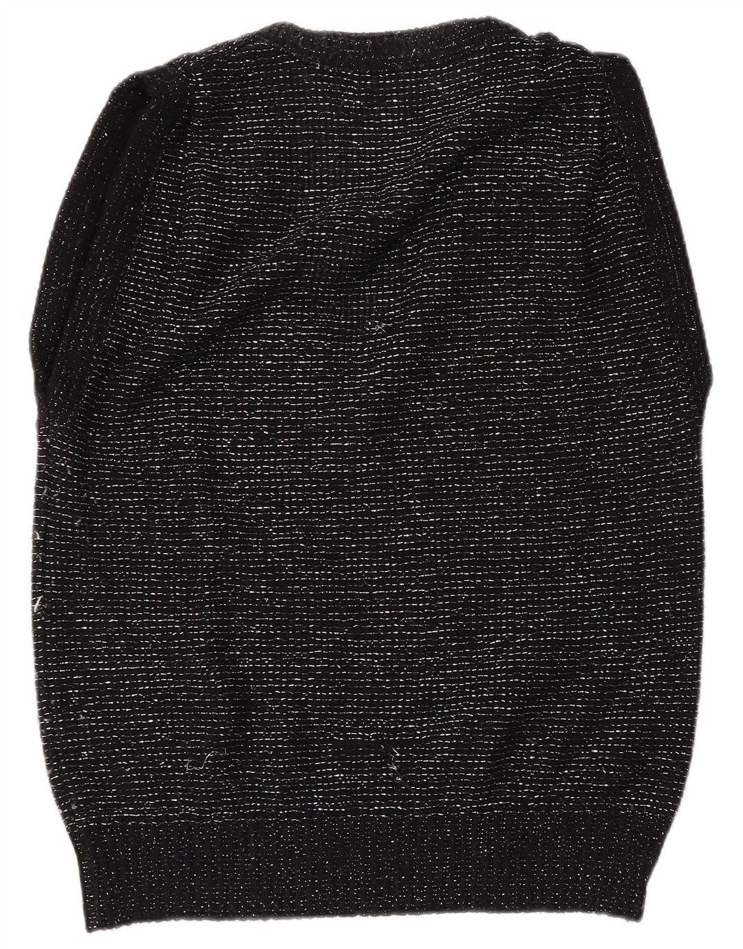VINTAGE Femme Gilet Débardeur EU 40/42 Moyen Noir Moucheté Acrylique