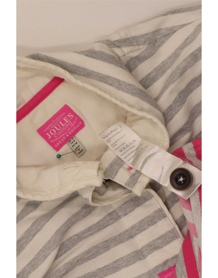 Joules Sweat-shirt à col boutonné pour femme UK 12 Gris moyen rayé