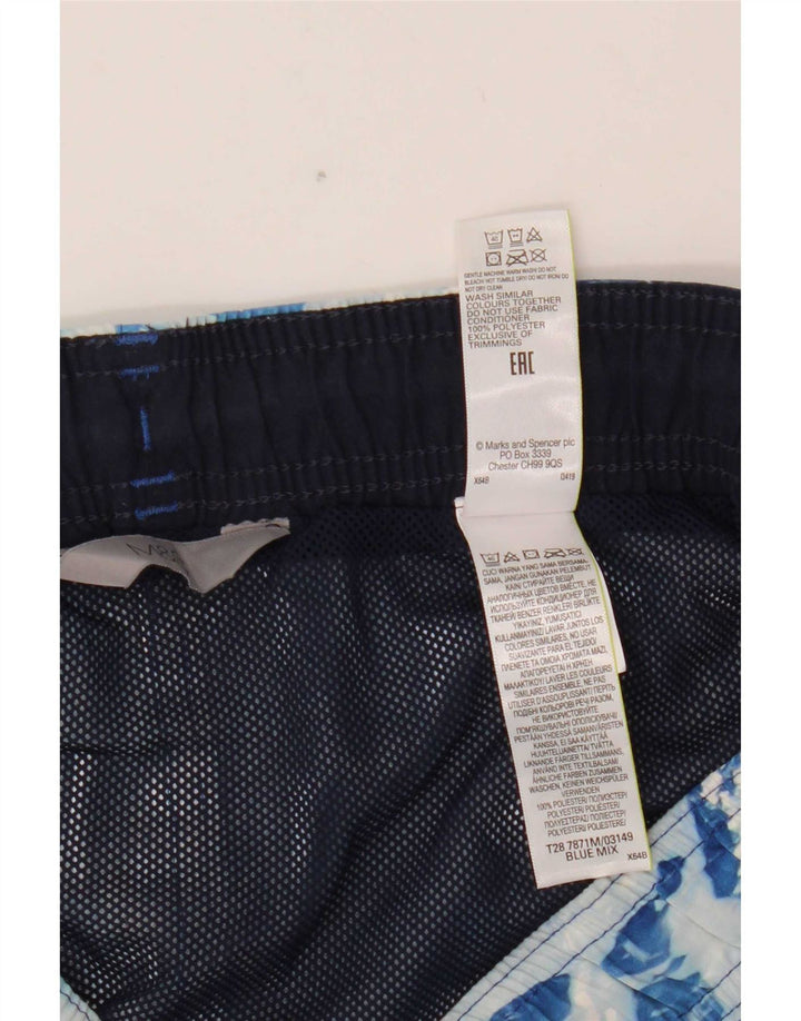 Marks & Spencer Short de bain à motif abstrait pour hommes, grand bleu, polyester