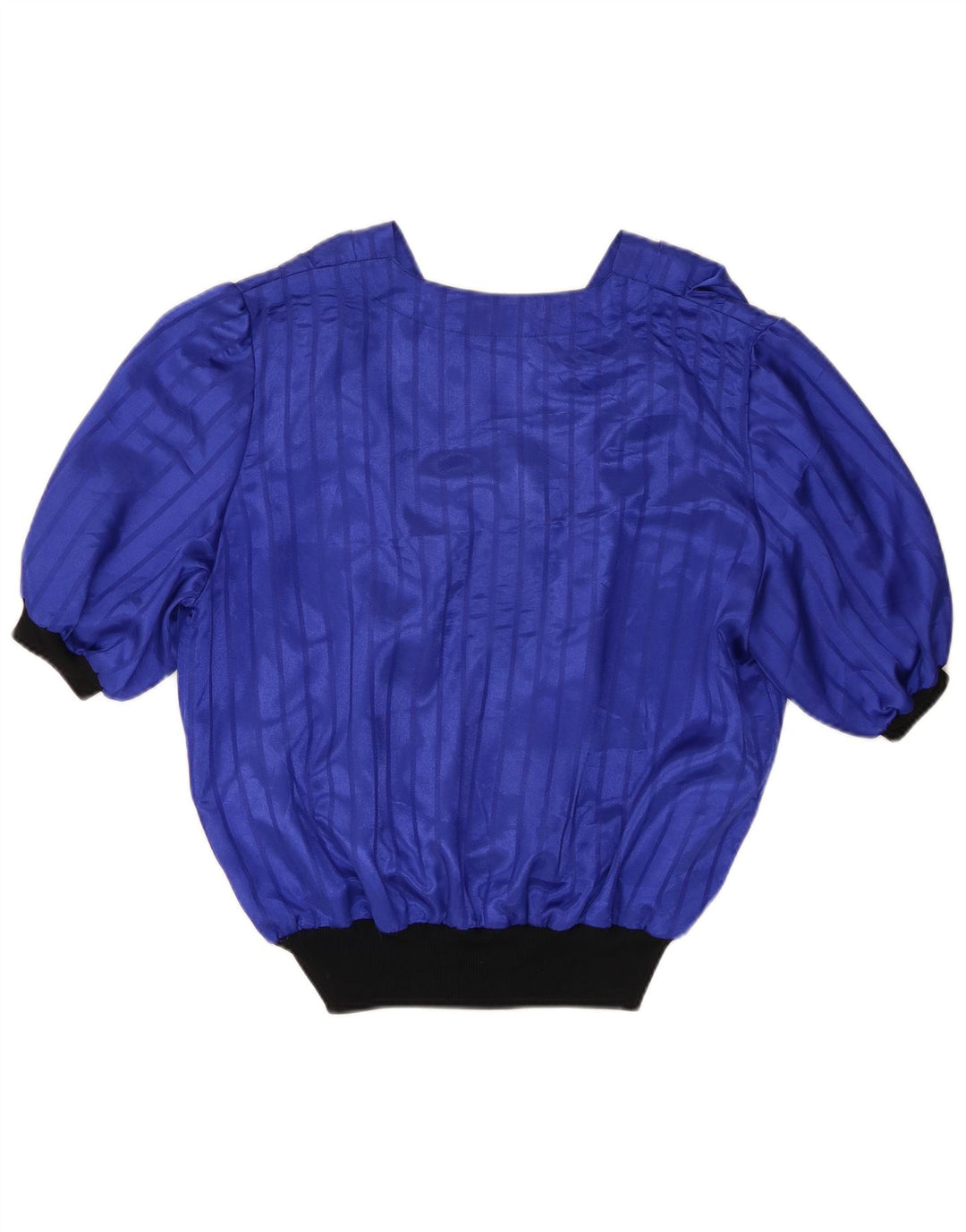 vintage Womens Blouse Top UK 16 Grand Colorblock Bleu