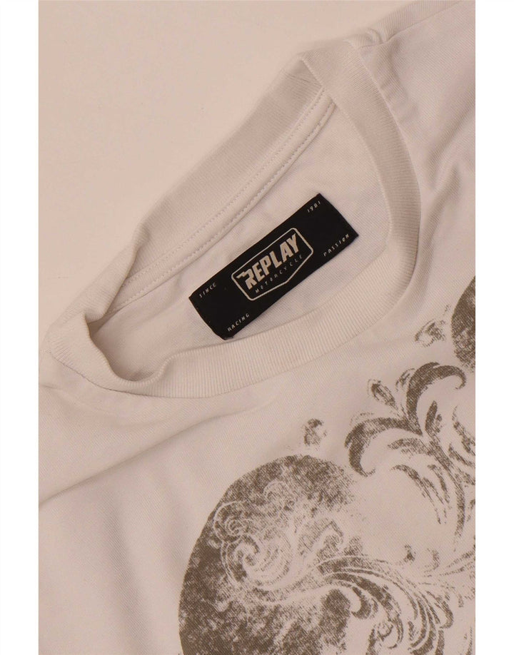 Replay T-Shirt Graphique Homme Petit Blanc
