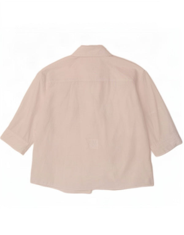 Hugo Boss Chemise surdimensionnée à manches 3/4 pour femme UK 6 XS Coton blanc