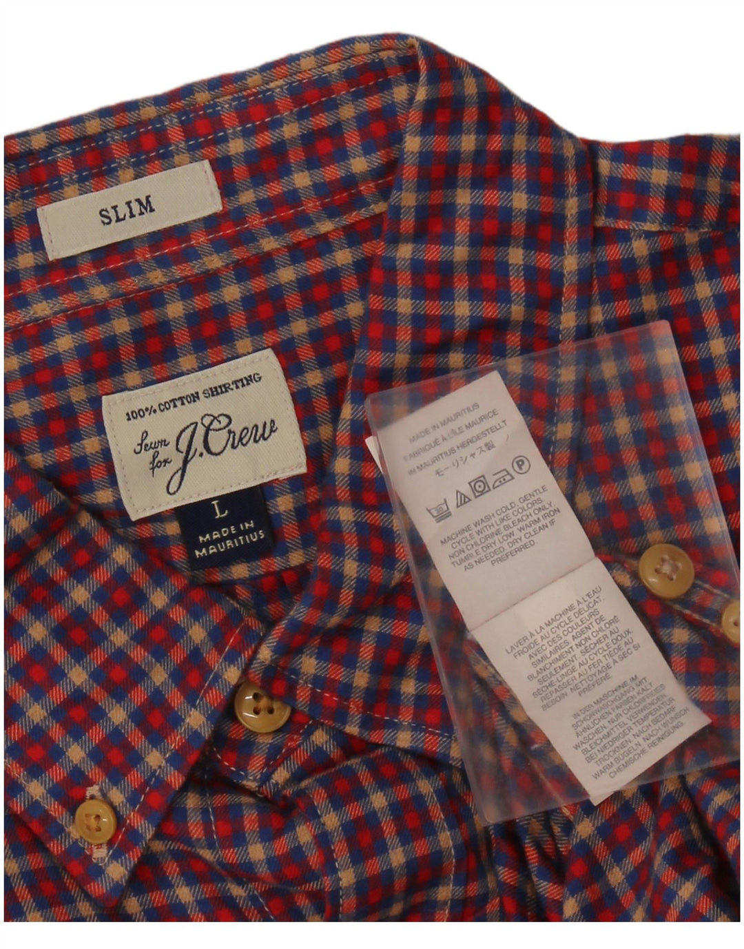 J. CREW Chemise slim en flanelle pour homme en coton à carreaux rouges