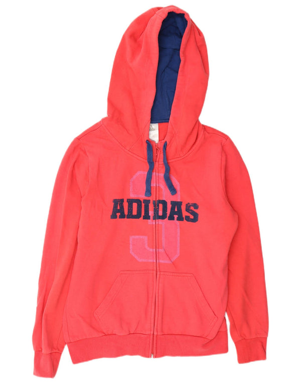 Adidas Pull à capuche zippé graphique pour femme UK 14 Coton rouge moyen