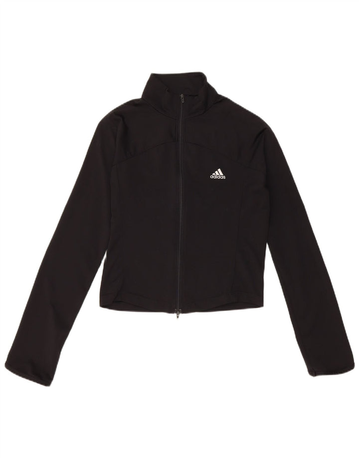 Adidas Femmes Crop Survêtement Top Veste UK 10 Petit Noir Polyester
