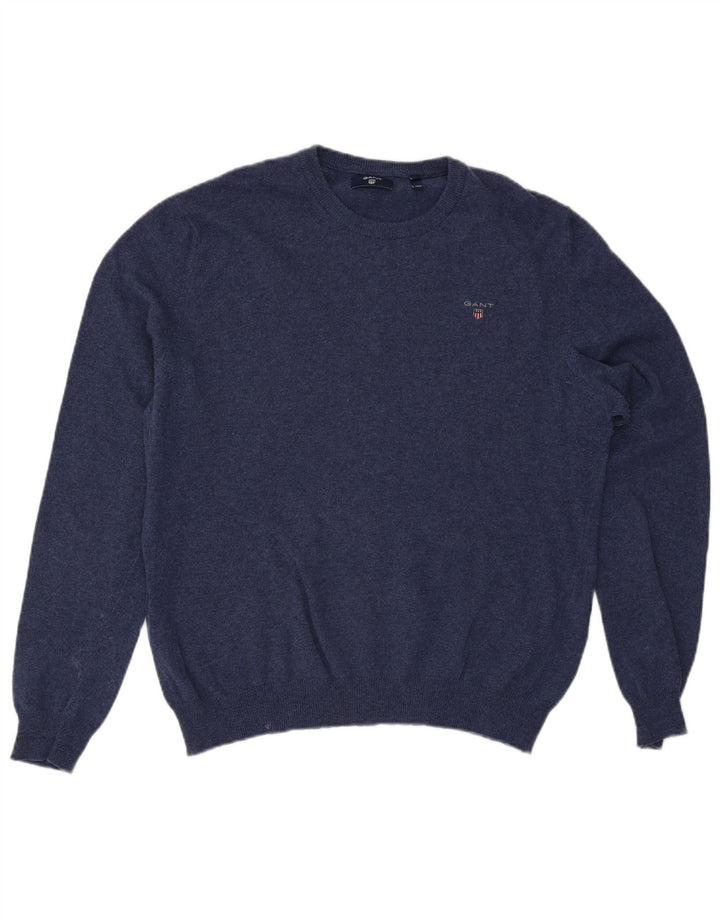 Gant Pull ras du cou pour homme XL en laine bleu marine