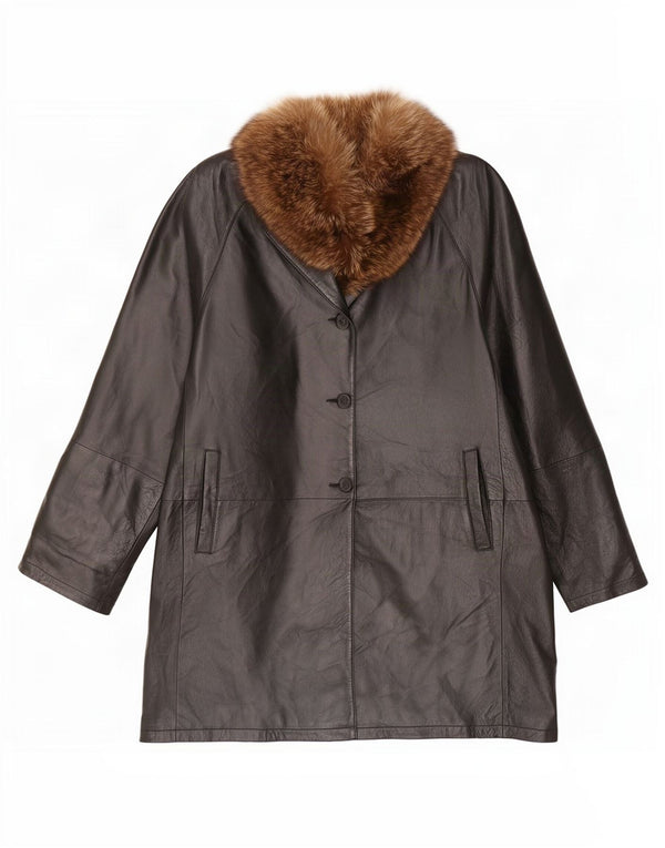 manteau en cuir surdimensionné femme vintage UK 18 XL Noir