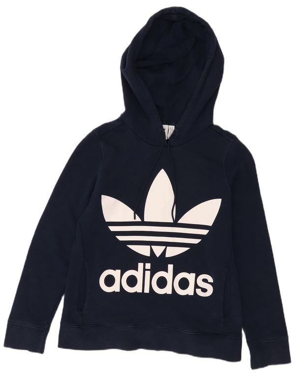 Adidas Pull à capuche graphique pour femme UK 8 Petit Bleu marine Coton