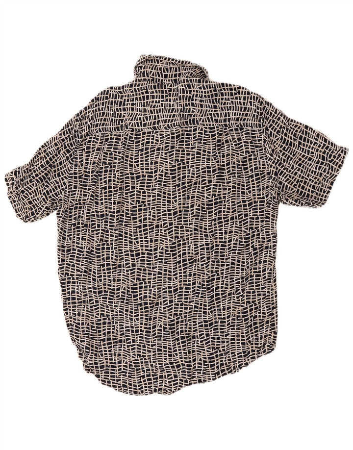 vintage Chemise à manches courtes pour hommes Grand Noir Géométrique