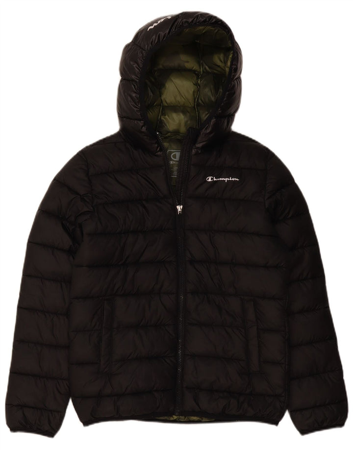 Champion Veste matelassée à capuche pour garçon 11-12 ans Large Noir Polyester