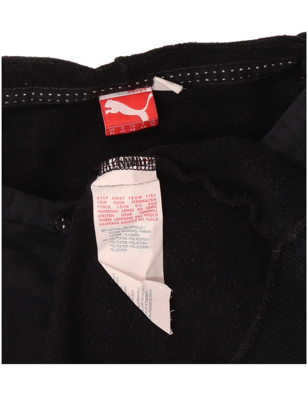 Puma Pull à capuche graphique pour femme UK 16 Large Noir Coton