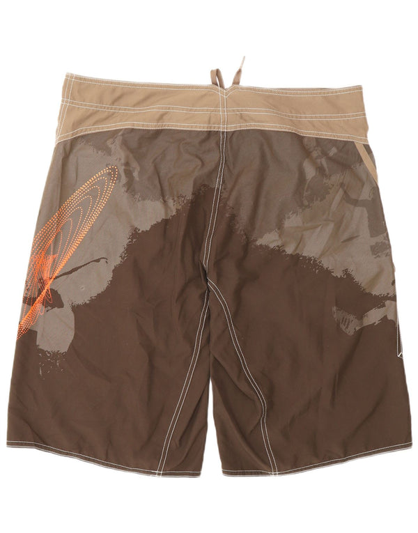 Adidas Short de bain graphique pour homme Large en polyester color block marron