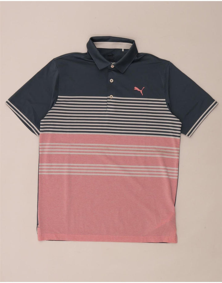Puma Polo Homme Bleu Marine Rayé Polyester