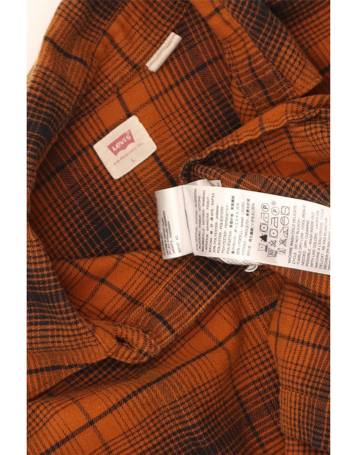 Levi's Chemise surdimensionnée en flanelle pour femme UK 16 Grand carreaux orange en coton