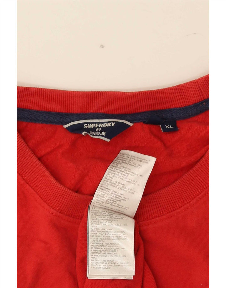 Superdry T-Shirt Graphique Top XL Rouge Coton Homme
