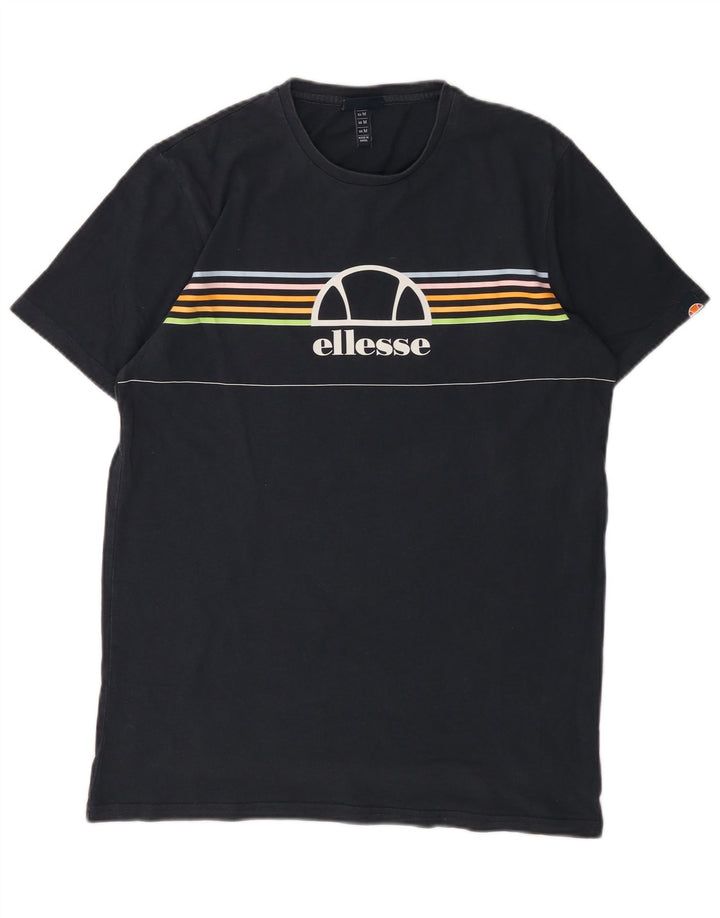 ELLESSE T-Shirt Graphique Top Rayé Bleu Marine Moyen Homme