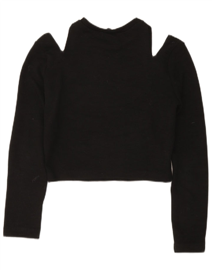Zara Haut court à manches longues et épaules dénudées pour femme UK 12 Noir moyen Polyester