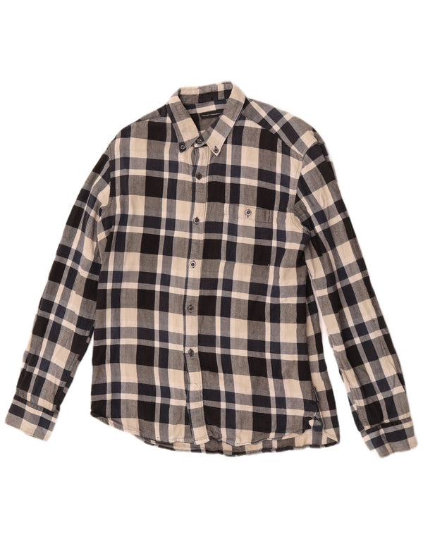 French Connection Chemise Flanelle Homme Bleu Marine Moyen Carreaux Coton