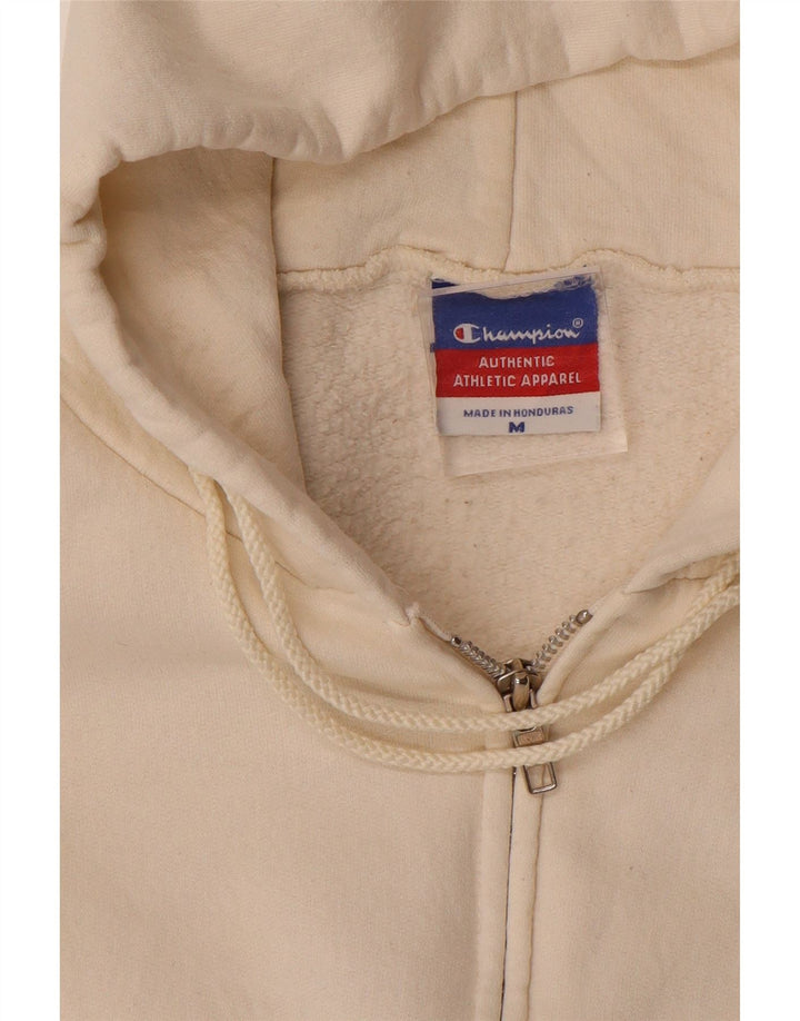 CHAMPION Mens Zip Hoodie Sweater Medium Off White