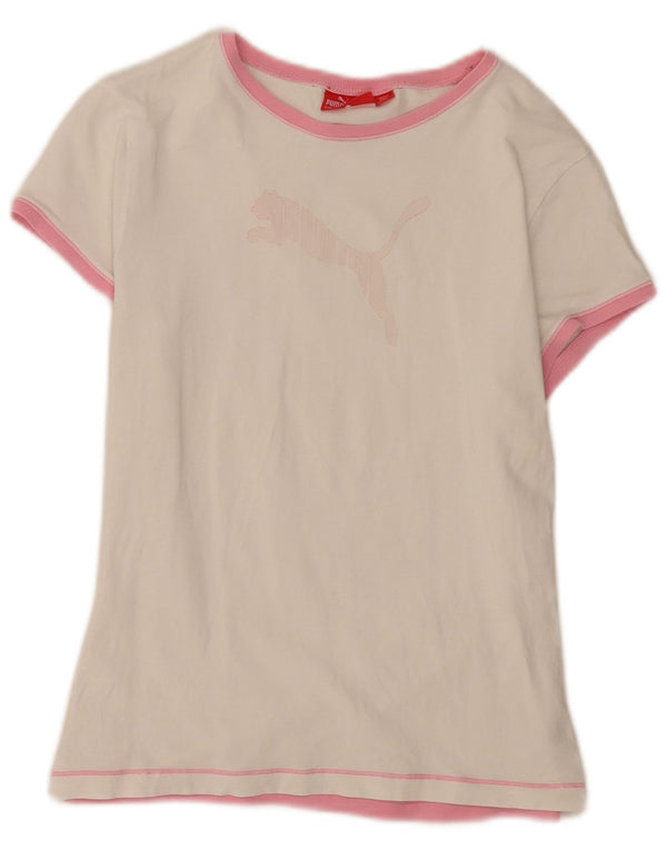 Puma T-shirt graphique pour femme UK 14 en coton blanc moyen