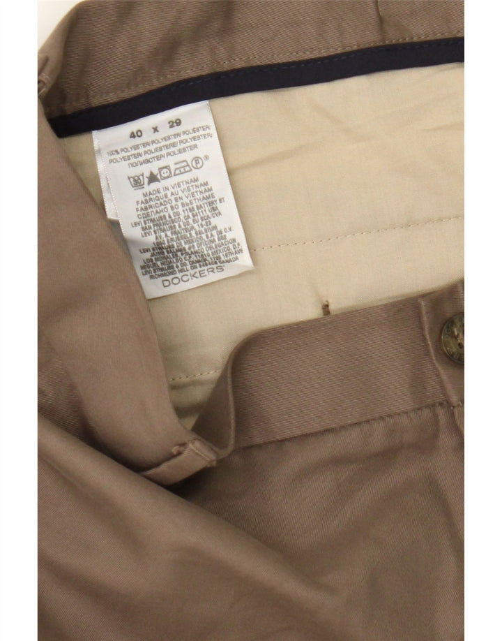 DOCKERS Mens Slim Chino Trousers W40 L29 Brown Polyester Vintage Dockers and Second-Hand Dockers from Messina Hembry 