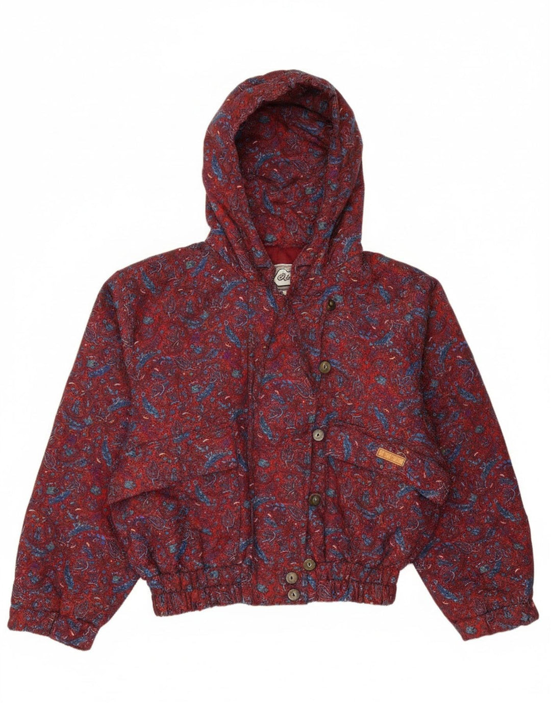 Oltre Veste bomber surdimensionnée à capuche pour femme UK 10 Petit motif cachemire rouge