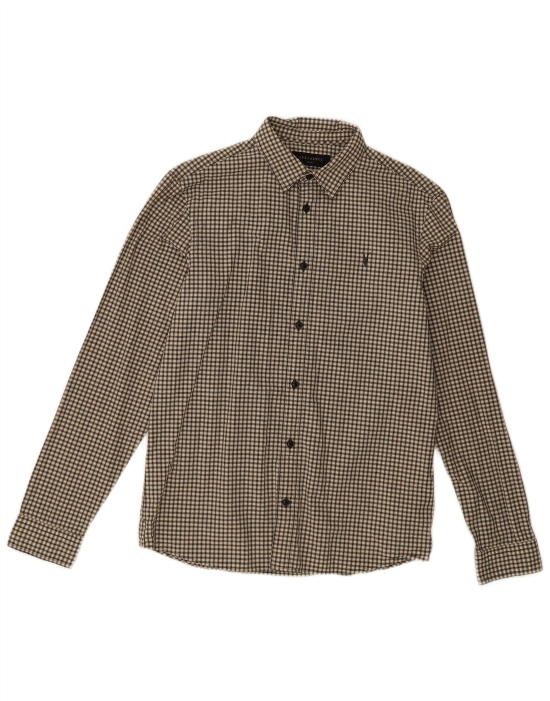 All Saints Chemise Homme Petit Vichy Beige Coton