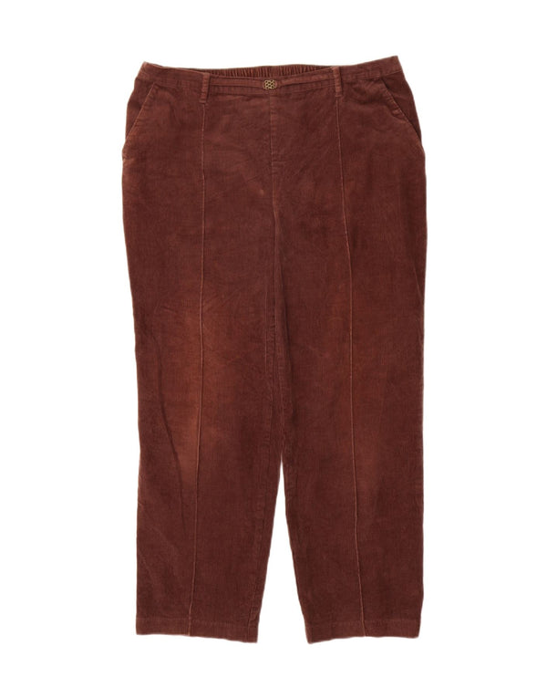 Marks & Spencer Pantalon taille haute en velours côtelé pour femme UK 14 Large W34 L28 Bro