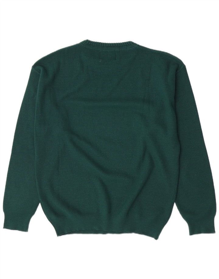 Explorer Pull graphique à col rond pour homme IT 50 en laine vert moyen