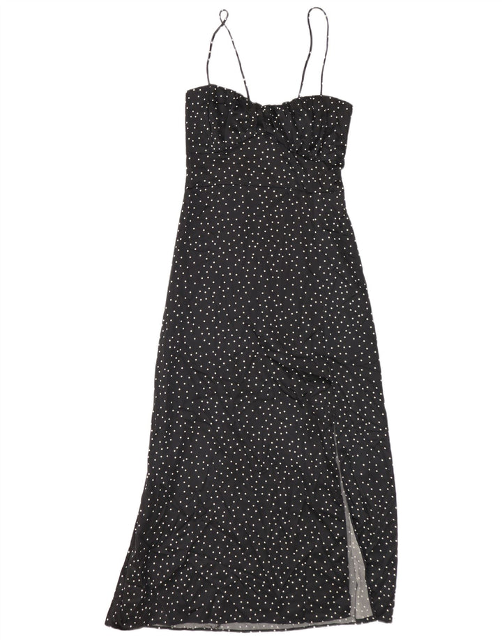 Zara Robe Slip Femme UK 12 Medium Noir à Pois Polyester