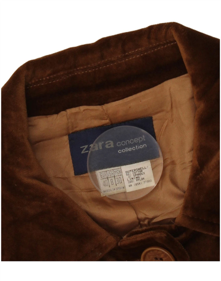 Zara Manteau en Velours Femme EU 40 Coton Marron Moyen