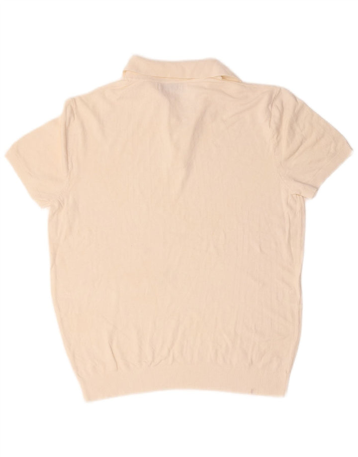 Zara Pull à manches courtes et col polo pour homme Blanc cassé