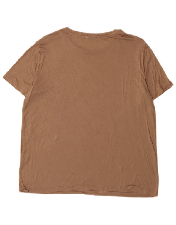 Zara Femme T-Shirt Top UK 18 XL Marron Viscose