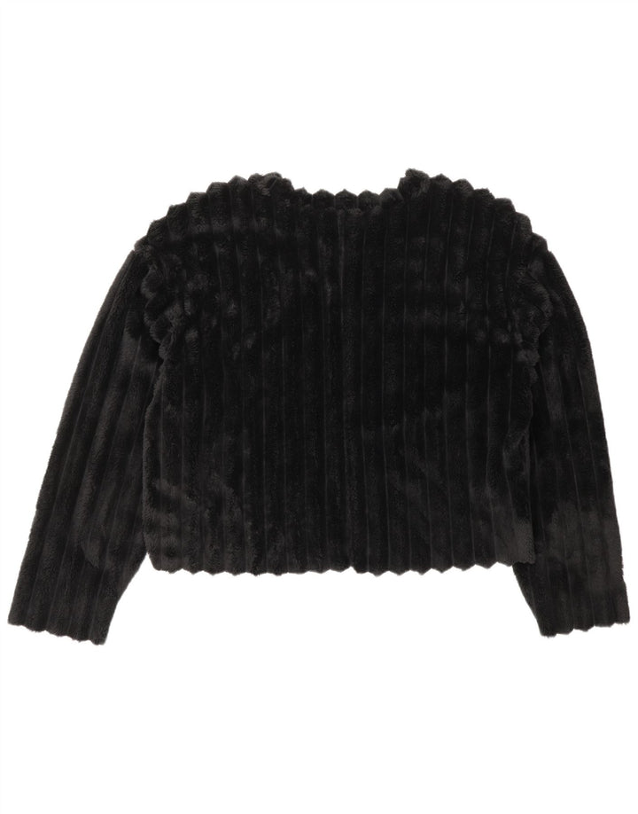 ZARA Pull court en polaire pour femme UK 14 Noir moyen