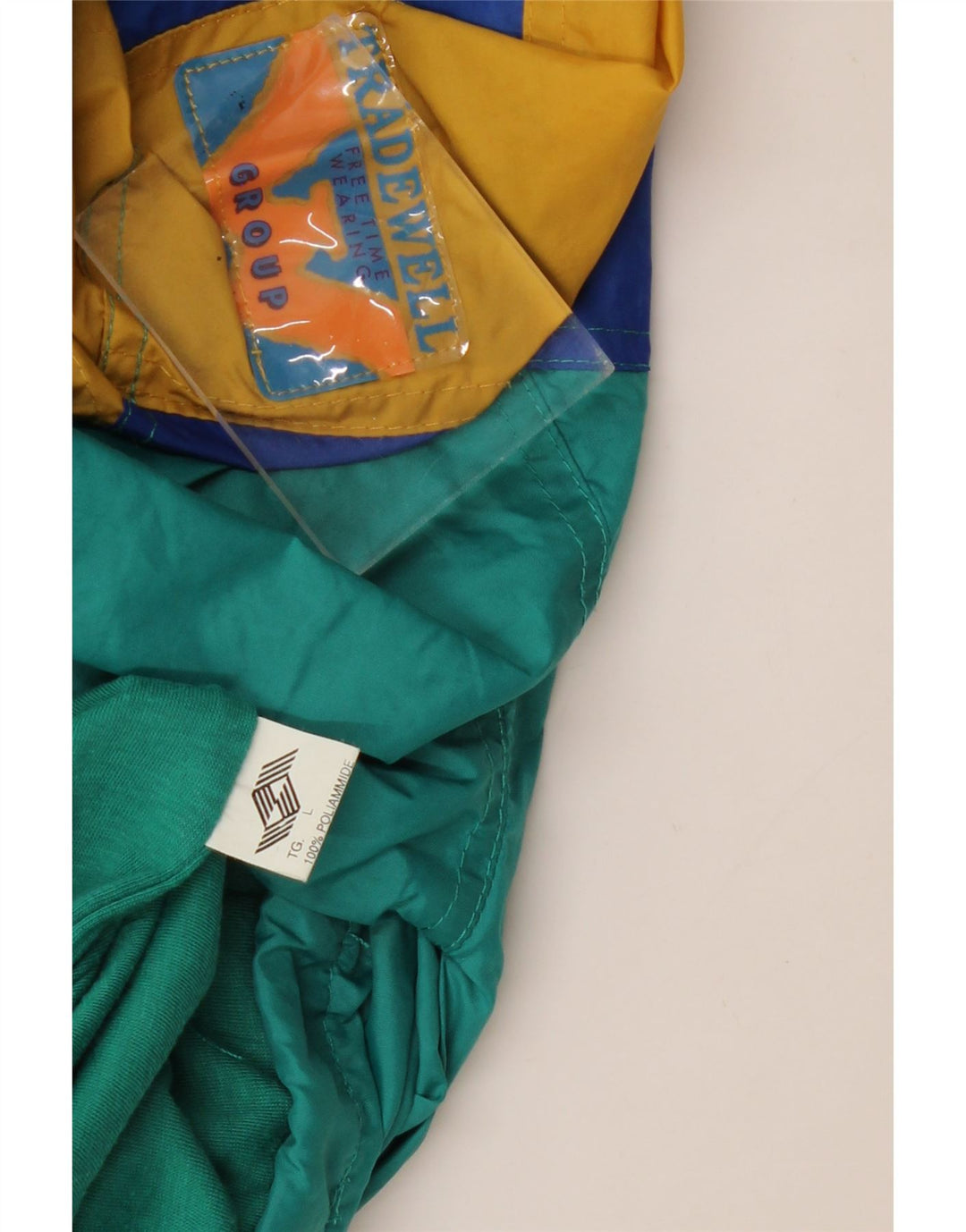 VINTAGE Veste coupe-vent homme UK 40 Grand Bleu Colorblock Polyamide