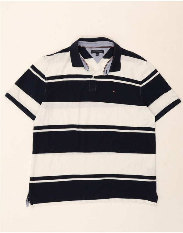Tommy Hilfiger Polo Homme XL Bleu Marine Rayé Coton