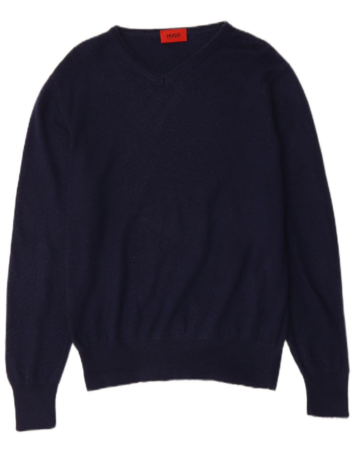 Hugo Boss Homme Pull col V XL Bleu marine Laine