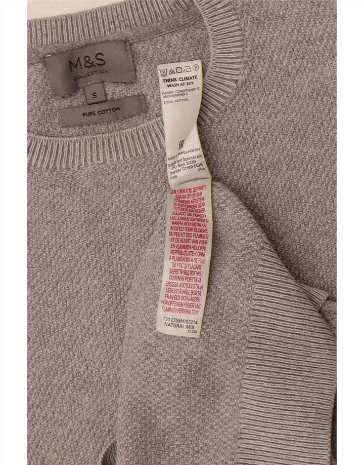 Marks & Spencer Pull à col rond pour homme Petit coton gris