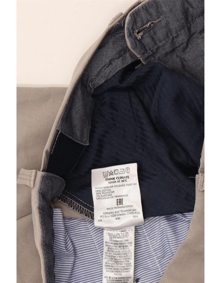 Marks & Spencer Pantalon de Costume Droit Homme W32 L28 Gris Coton