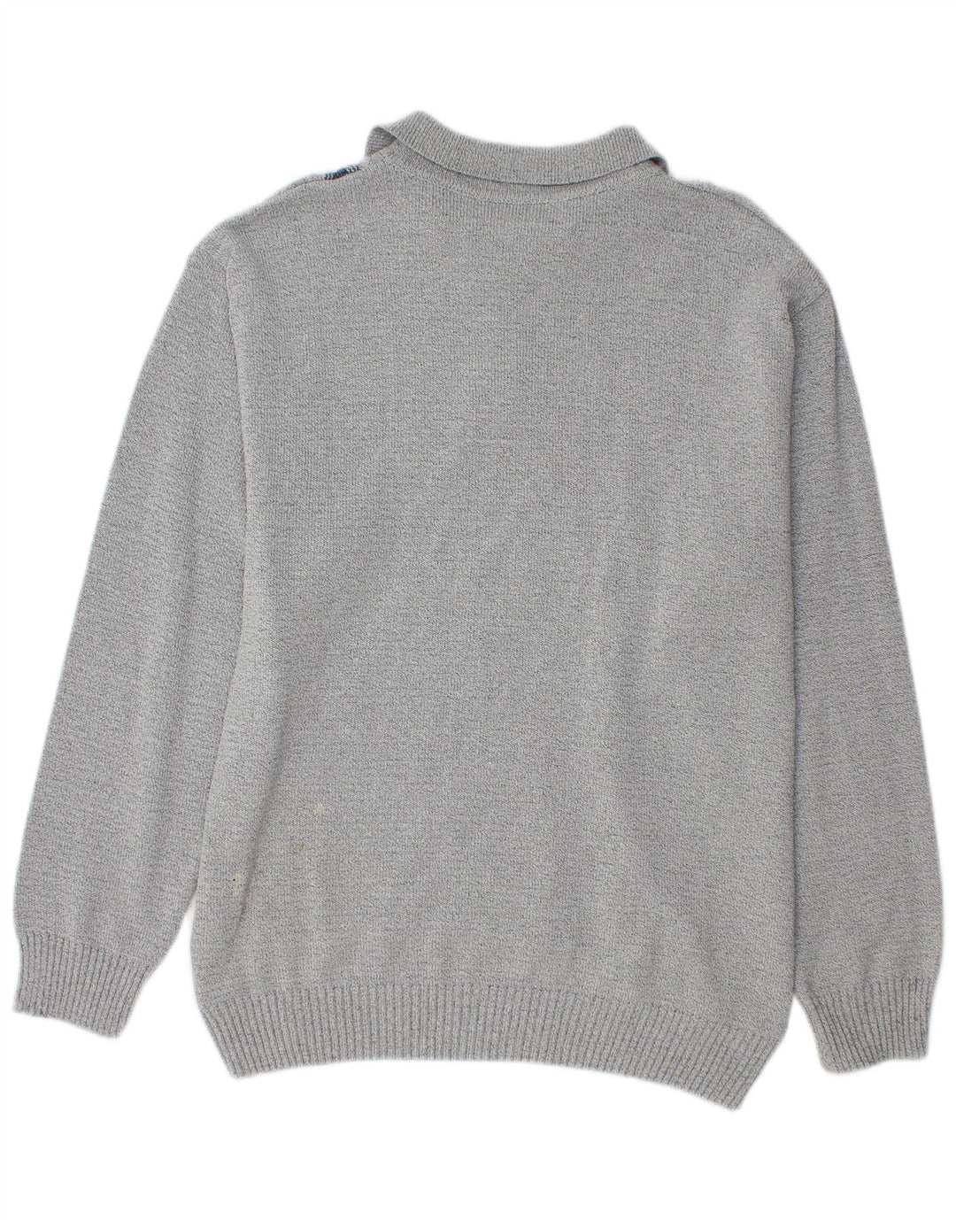 vintage Mens Polo Neck Jumper Pull Moyen Gris Géométrique
