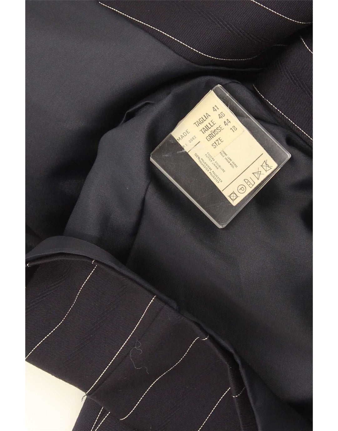 ELENA MIRO Veste Blazer 2 Boutons Femme UK 18 XL Laine Rayée Bleu Marine
